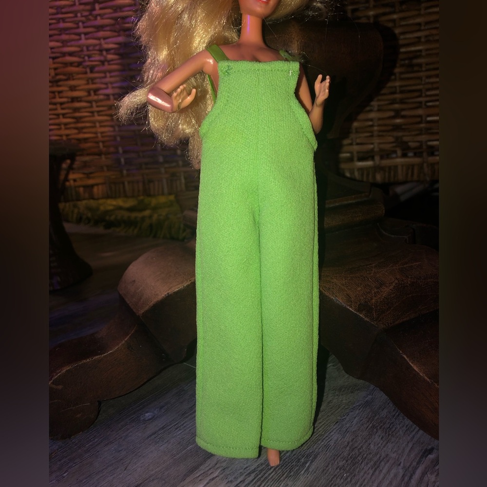Hand Crafted Barbie Green Pants- Suit Jumper/ circa 1970’s